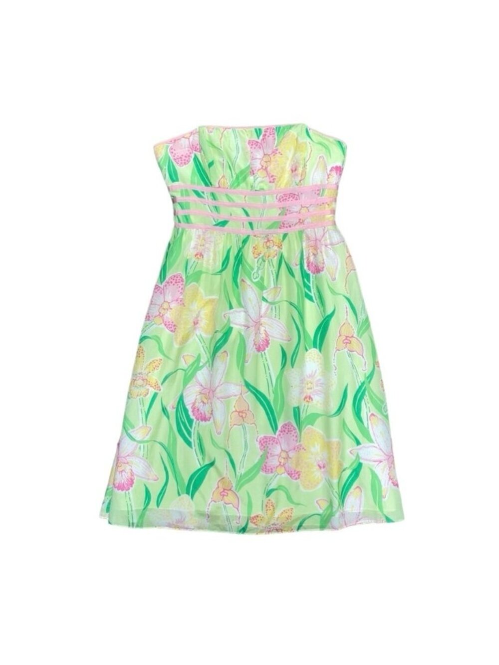 Lilly Pulitzer Dress Women’s Size 8 Green Pink‎ Floral Strapless Vintage